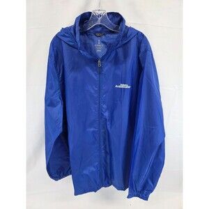 Elevate Mens Blue Long Sleeve Pockets Hooded Full Zip Windbreaker Jacket Sz XXL